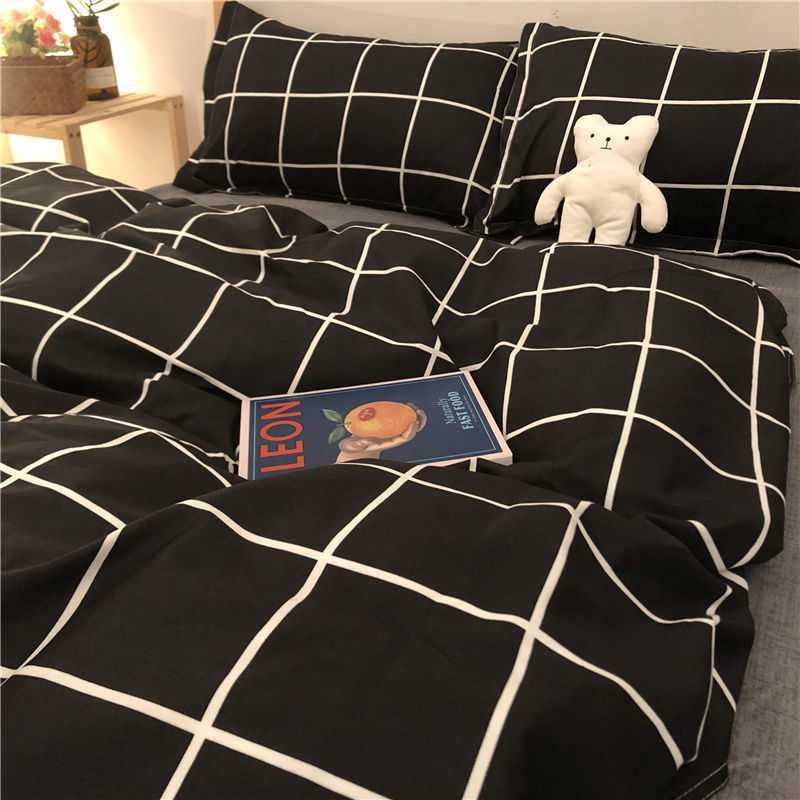 Simple Checkered Sheets, Duvet Cover And Bedding Set Of Four Curated Room Kits