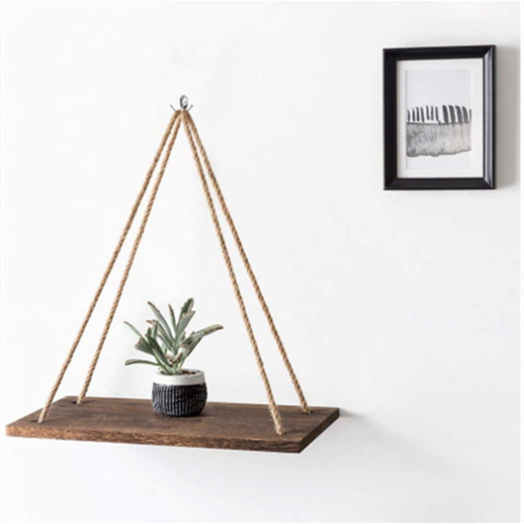 Wooden Wall Floating Shelves Swing with Jute Rope Rustic Wooden Board Plants Photo Display Storage Rack Curated Room Kits