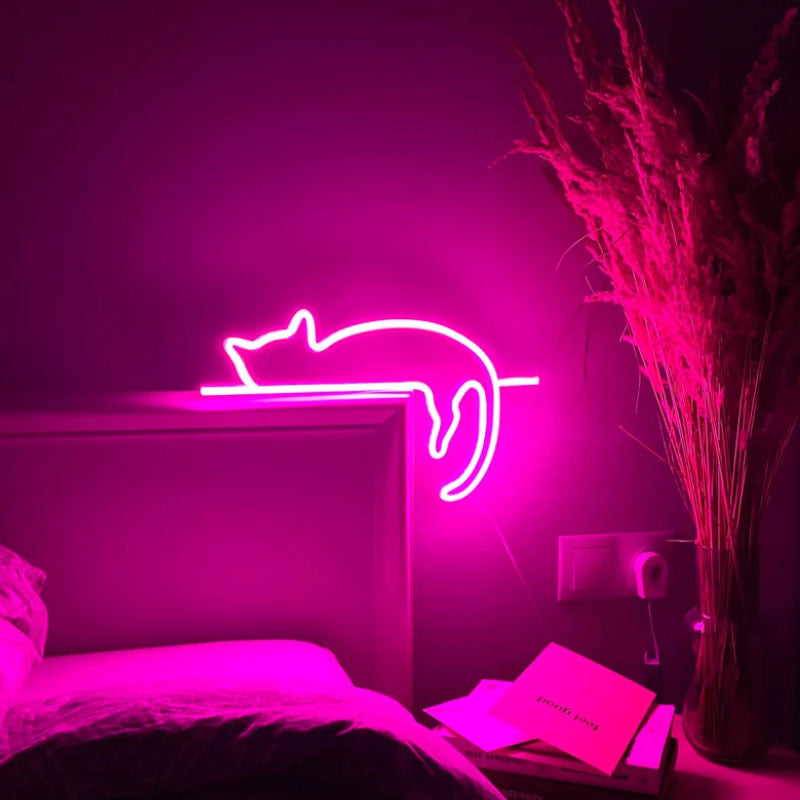 Neon Light-emitting Cat LED Light Room Bedroom Decorative Light Curated Room Kits