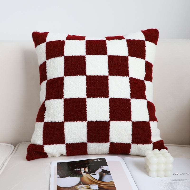 Black And White Simple Checkerboard Pillow Living Room Sofa Curated Room Kits