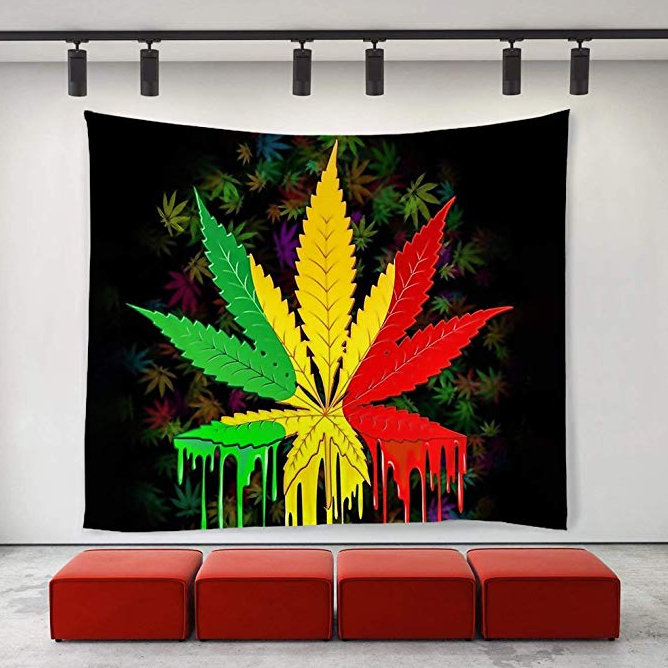 Blankigra Grass Hemp Leaf Tapestry Wall-mounted Tapestry Curated Room Kits