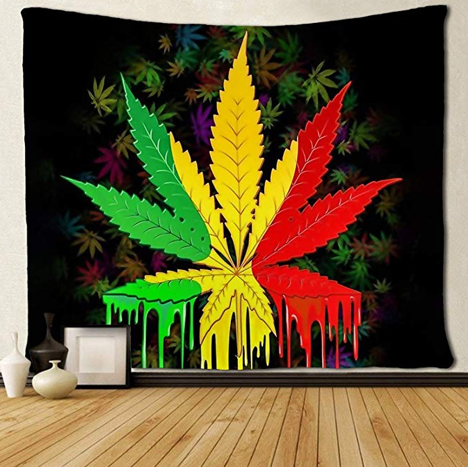 Blankigra Grass Hemp Leaf Tapestry Wall-mounted Tapestry Curated Room Kits
