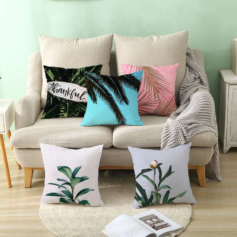 Light Tropical Plants Home Decor Peach Skin Fleece Pillowcase Curated Room Kits