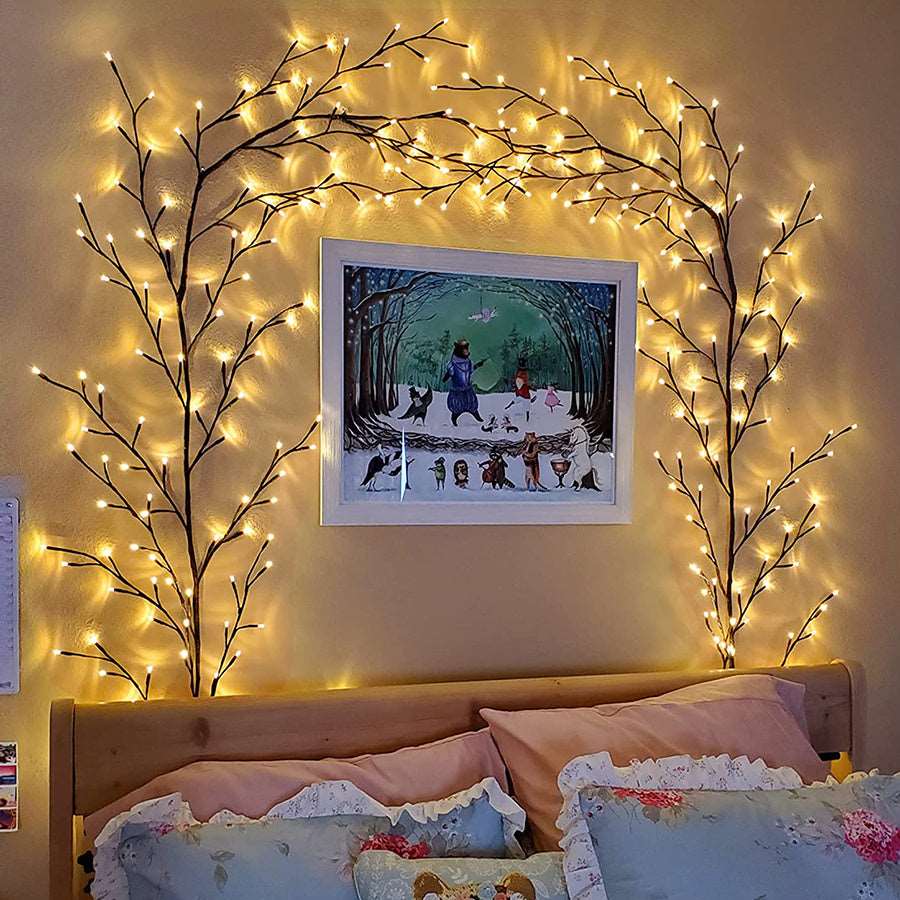 Vines With Lights Christmas Garland Light Flexible DIY Willow Vine Branch LED Light For Room Wall Wedding Party Decor Curated Room Kits