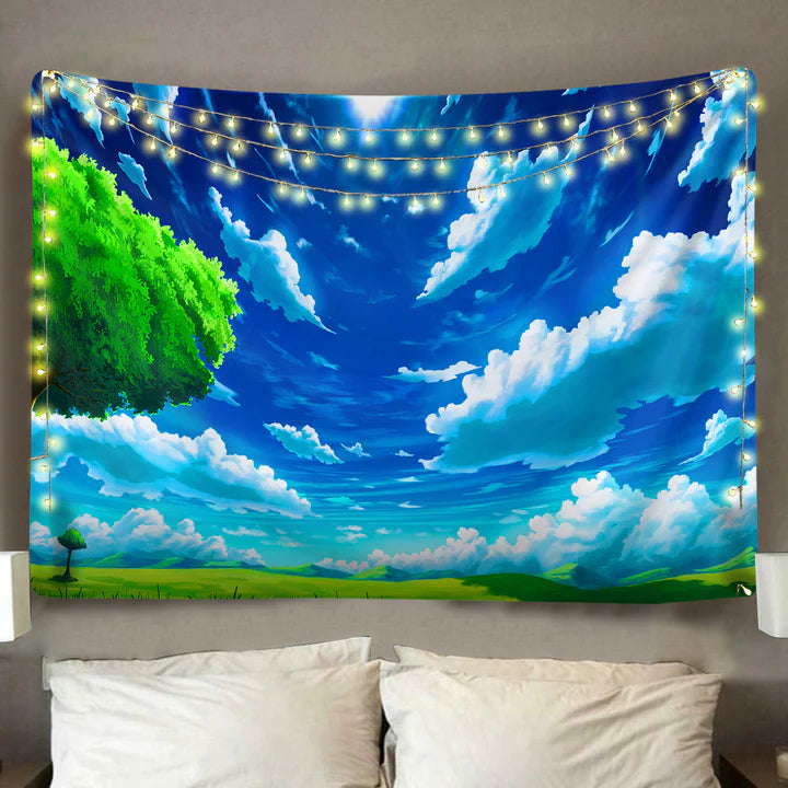 Nordic Anime Sky Tapestry Blue Curated Room Kits