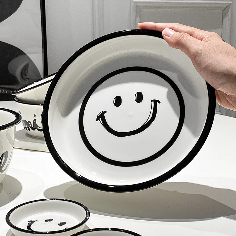 Smiling Face Tableware Household Ceramic Rice Bowl Curated Room Kits