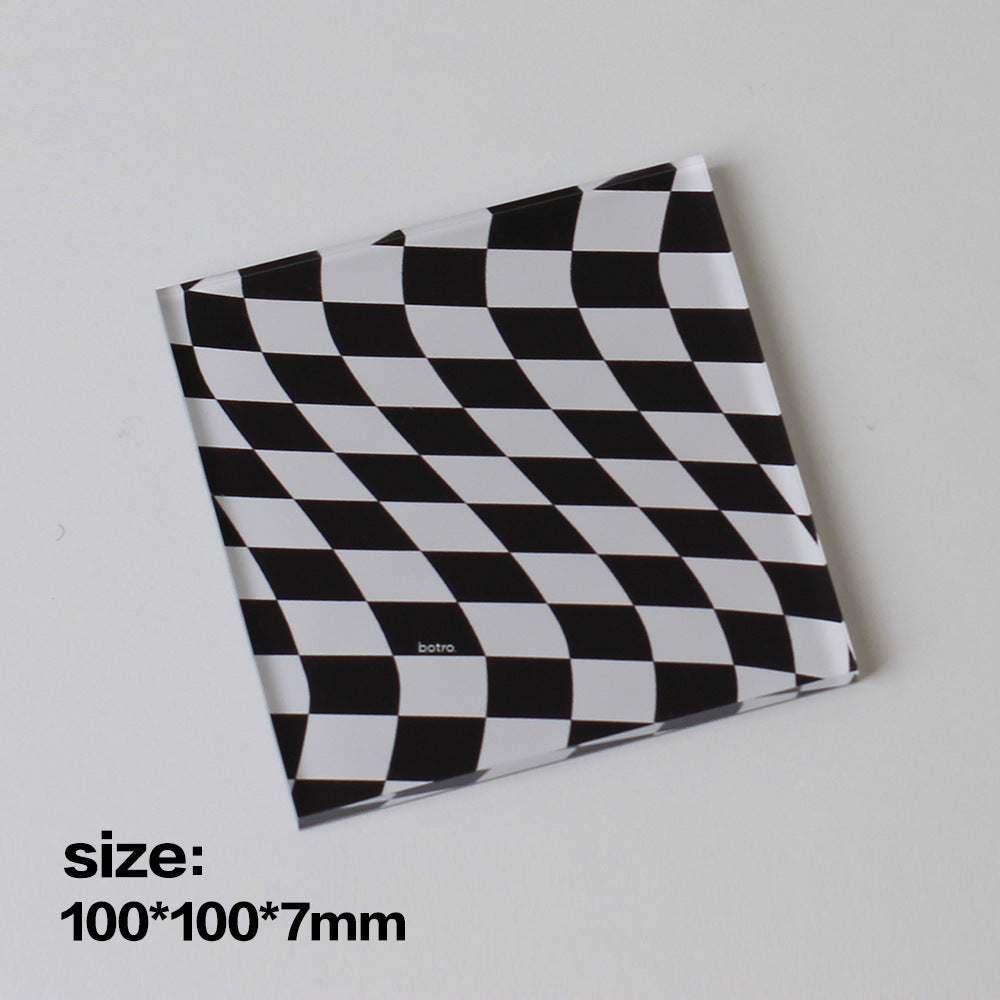Office Acrylic Vintage Checkerboard Coffee Coaster Curated Room Kits
