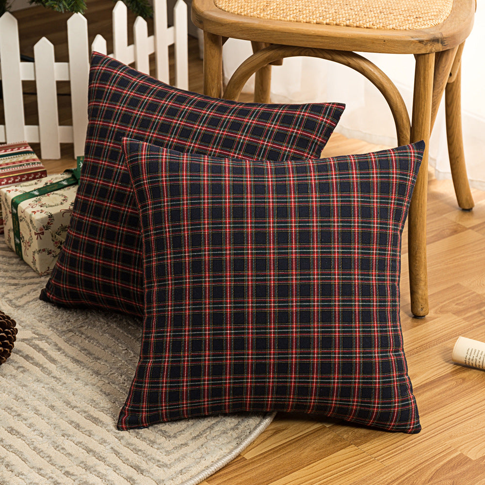Christmas Red Plaid Polyester Cotton Throw Pillow Cover Curated Room Kits