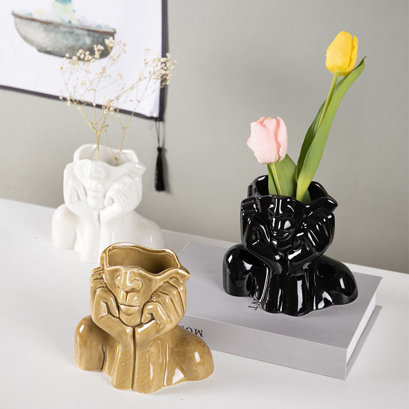 Home Decor Ceramic Vases Flower Vase  Sculpture Crafts Curated Room Kits