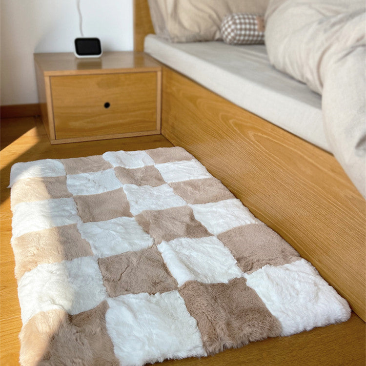 Living Room Sofa Chessboard Rabbit Hair Soft Carpet Curated Room Kits