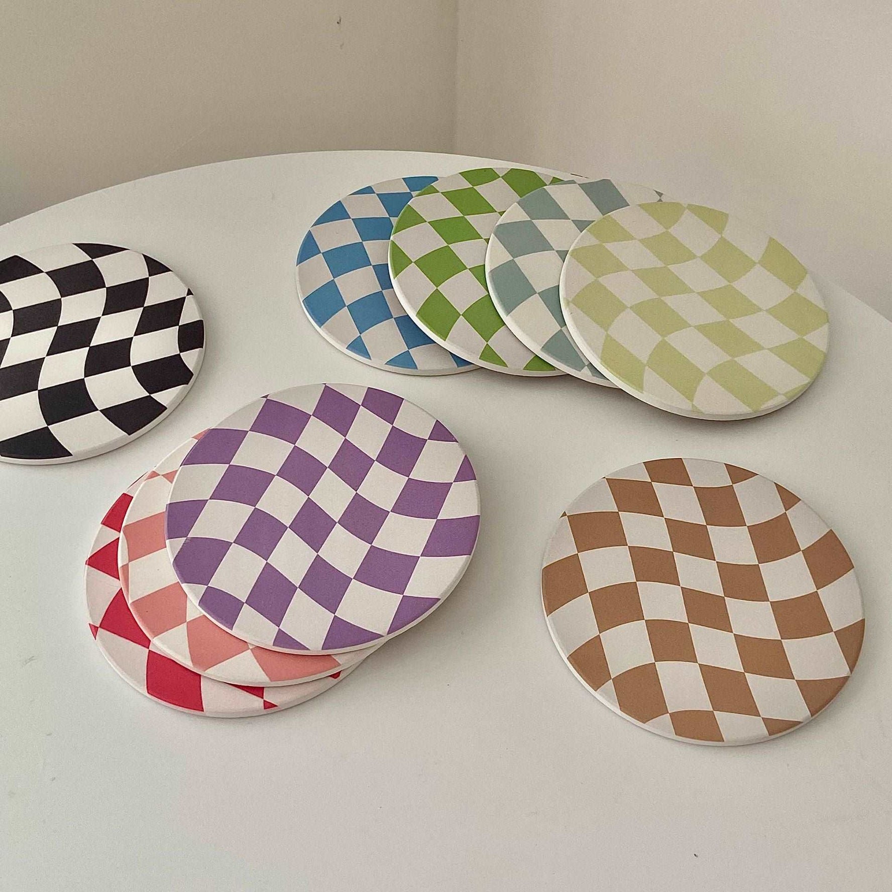 Ceramic Checkerboard Love Coaster Curated Room Kits